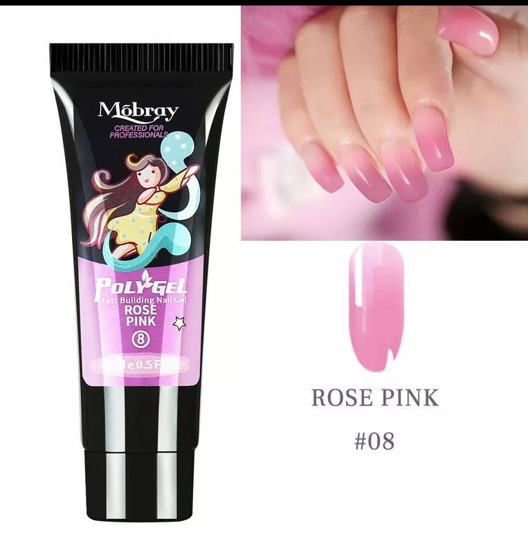 

15мл. Полигель Mobray Акрил гель, акригель для наращивания и укрепление ногтей. Знаки зодиака Розовый 08