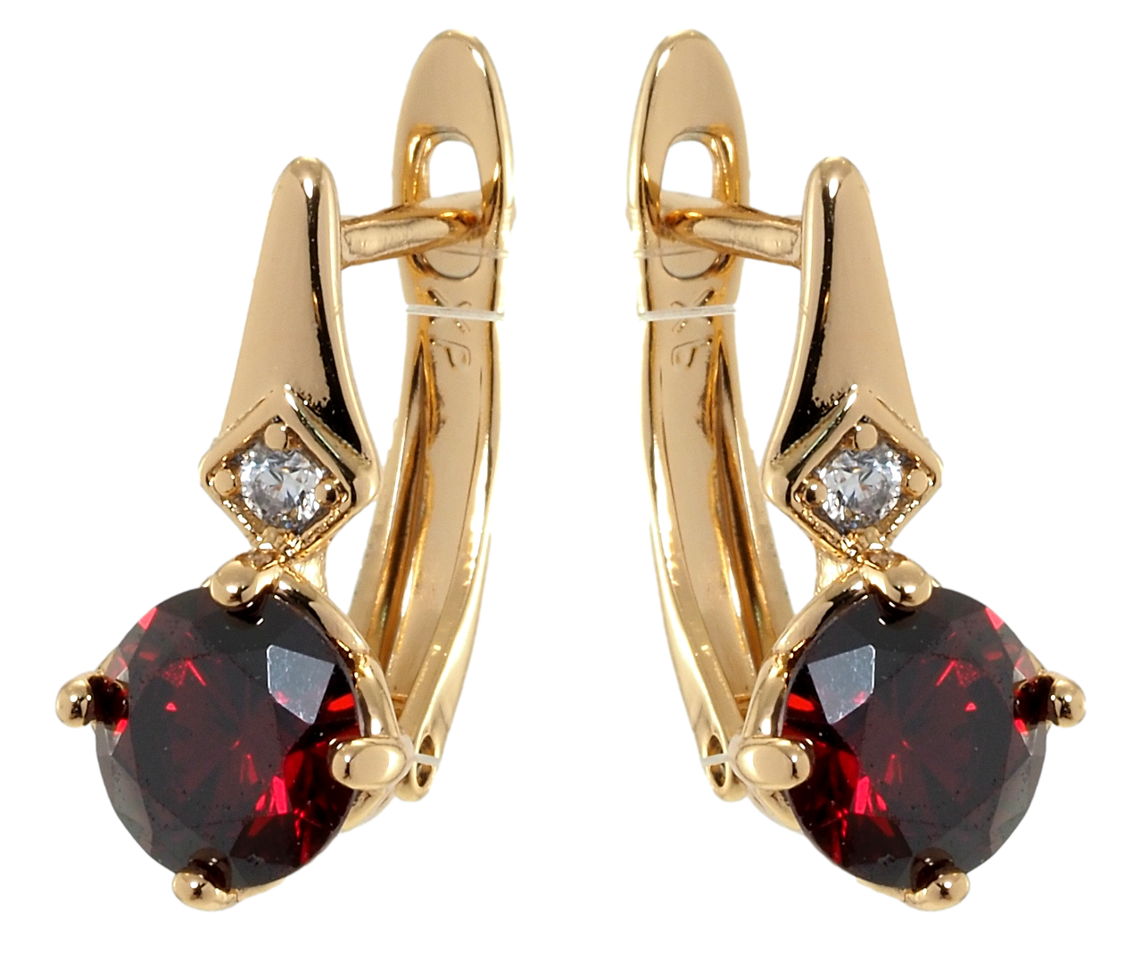 

Серьги Xuping Позолота 18K английский замок "Красные фианиты"