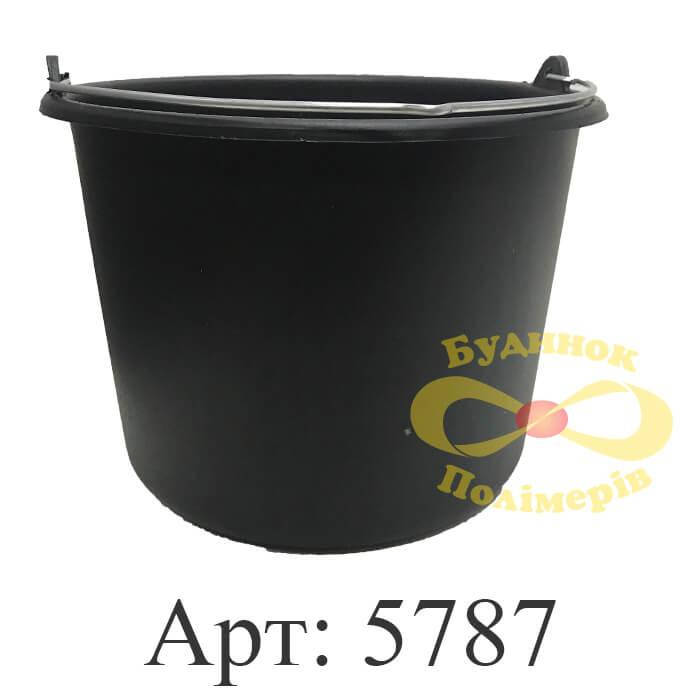 

Ведро пластиковое 14 л Мега Пласт с металлической ручкой черное арт. 5787, Черный