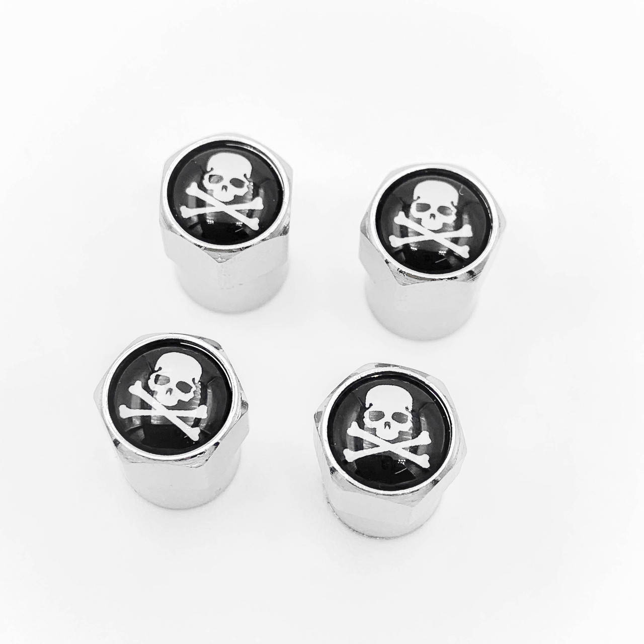 

Защитные колпачки на ниппеля Skull Bones (Черепа с костями) 4 шт Cеребристые