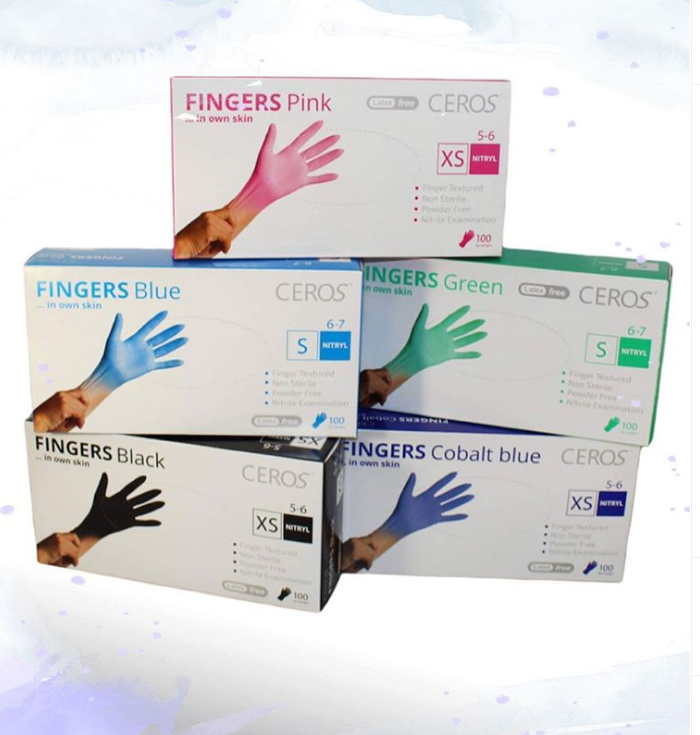 

Рукавички нітрилові огл.н/с,н/п,Ceros TM Fingers Cobalt Blue p.L, S.M КОБАЛЬТ