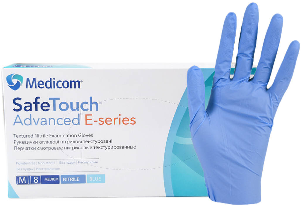 

Нитриловые перчатки 3 г/м² ОБЛЕГЧЕННЫЕ (100шт/уп) Медиком SafeTouch® Advanced E-series XL (10) - ширина ладони ≥ 110 мм, Голубой