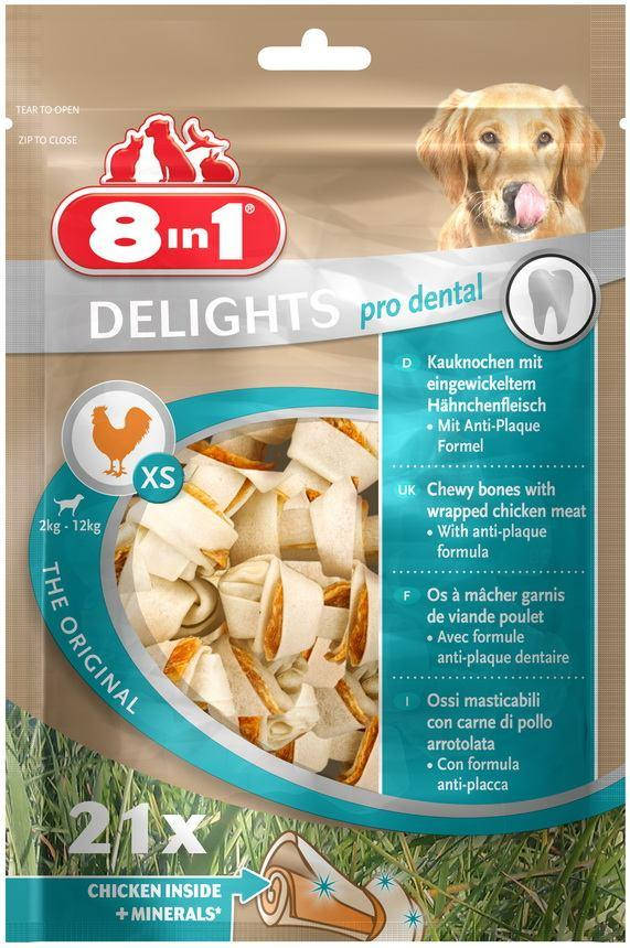 

Кость для чистки зубов у собак с куриным мясом 8in1 (21шт) XS