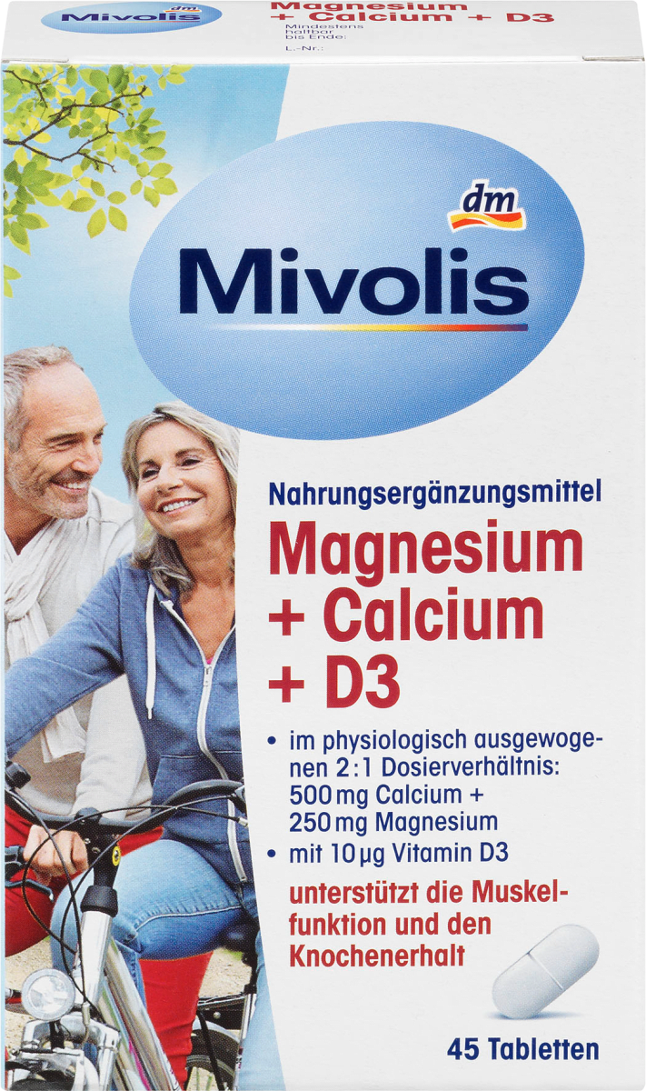 

Биологически активная добавка Mivolis Magnesium + Calcium + D3, 45 шт.