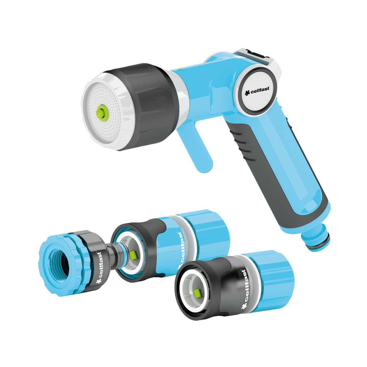 

Комплект Ergo с многофункциональным пистолетным оросителем 1/2''-5/8'' Cellfast