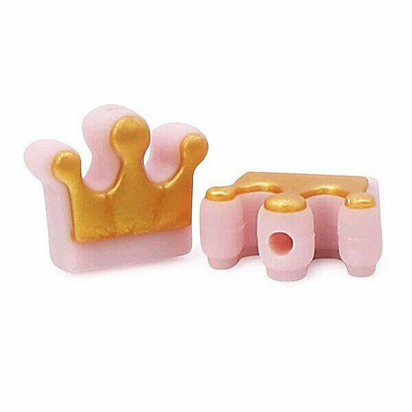 

Корона золотая бусина силиконовая Розовый