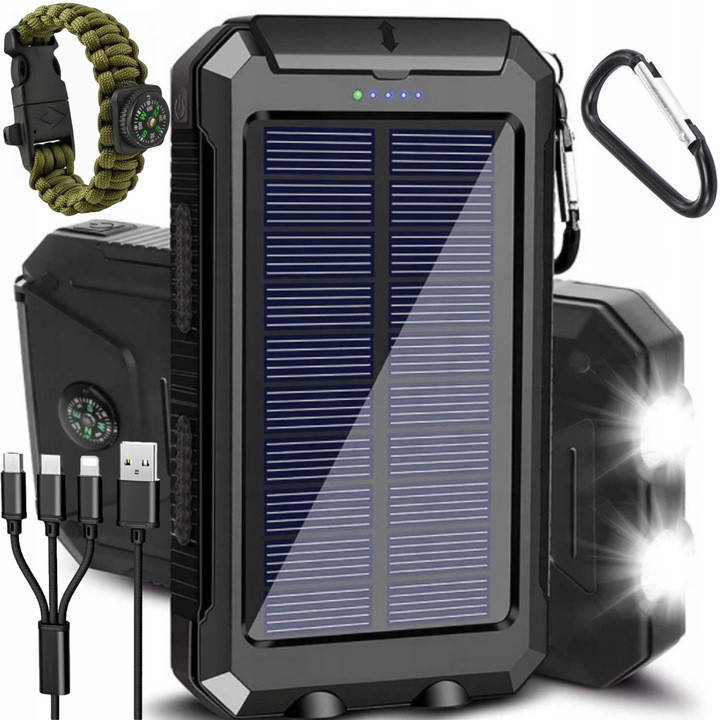 

Бронированный солнечный Power Bank Solar 20000 мАч, черный, 2 x USB
