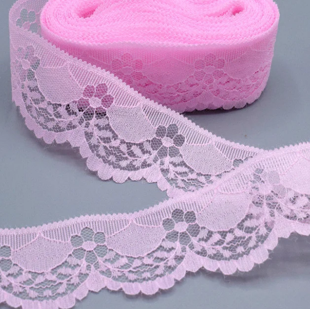 

Кружево "Вереск" 4 см, цвет розовый, Белый