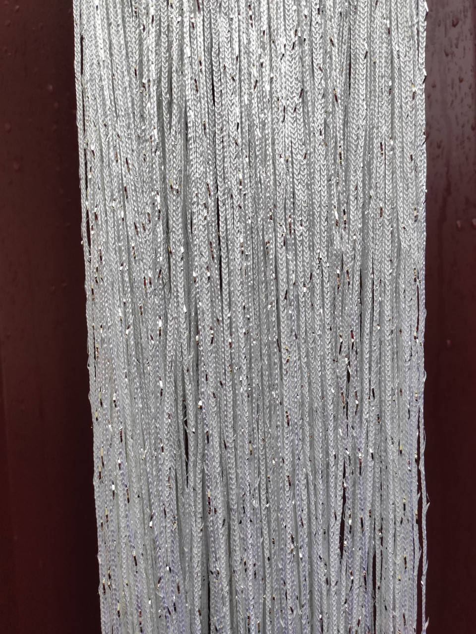 

Шторы нити дождь однотонные кисея. Штори нитки з люрексом прямі - Білий