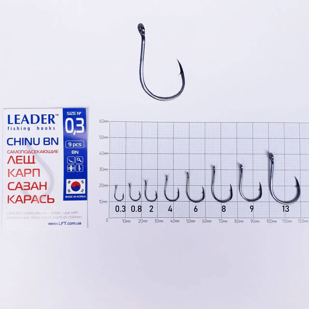 

Крючки для рыбалки на карпа, леща, карася Leader Chinu BN крючки рыболовные 4