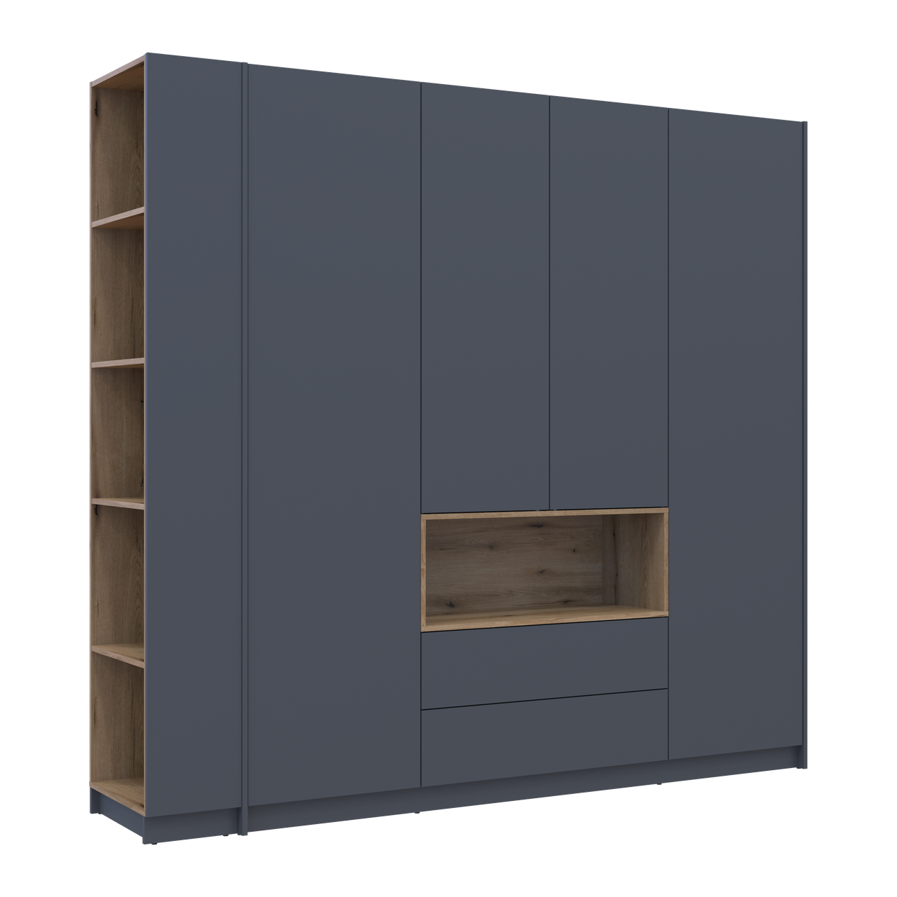 Шафа для одягу з нішею та етажеркою Doros Дейл Графіт/Дуб Евок 4 ДСП 234х52х220 (44900339) 5