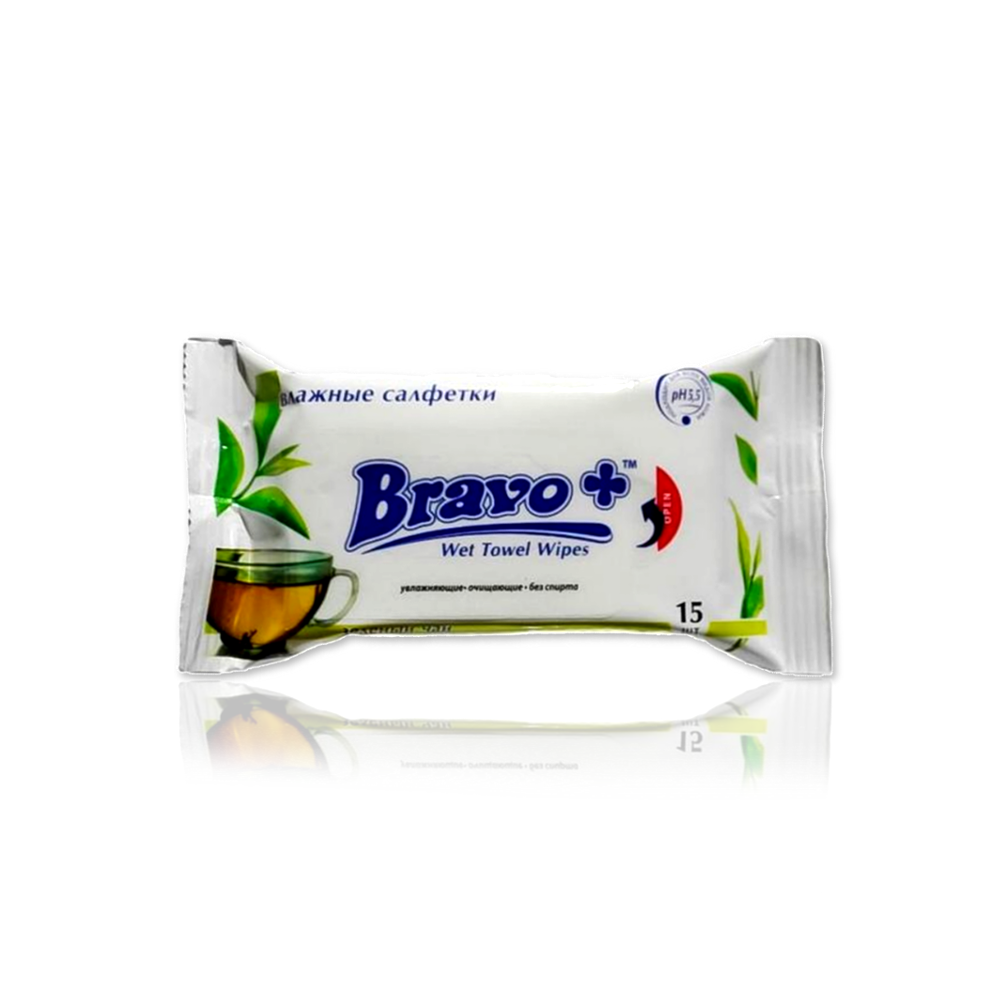

Салфетки влажные Bravo Зеленый чай 15 шт