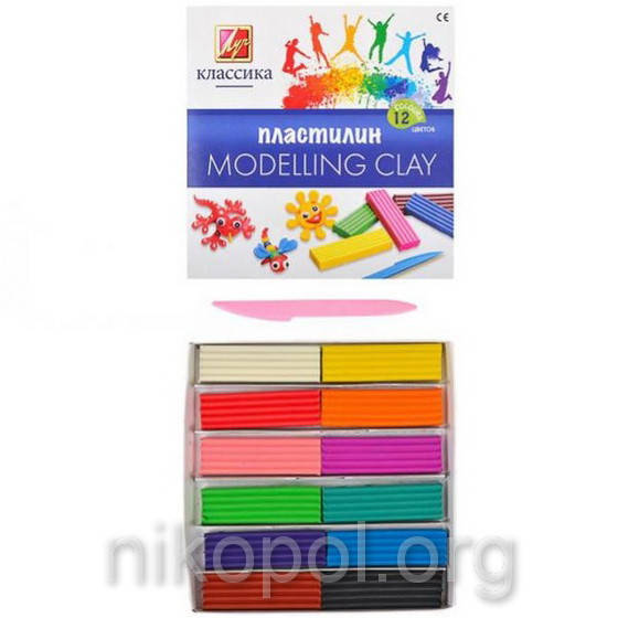 

Пластилин 12 цветов "Классика", 240 грамм, Разные цвета