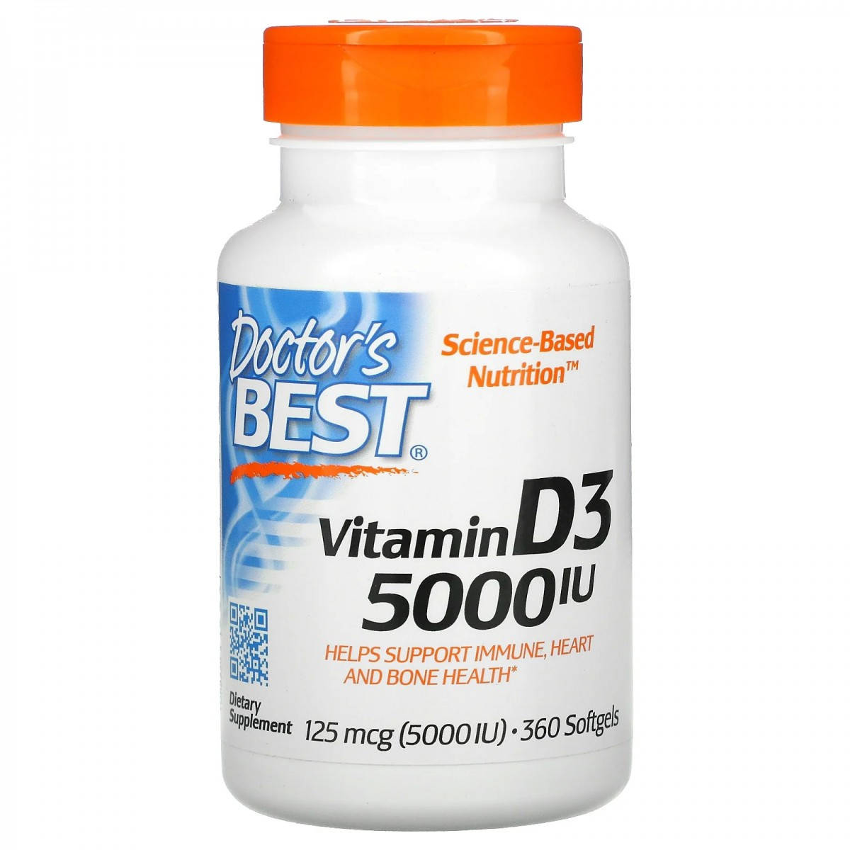 

Витамин D3, 125 мг (5000 МЕ), 360 мягких таблеток Doctor's Best