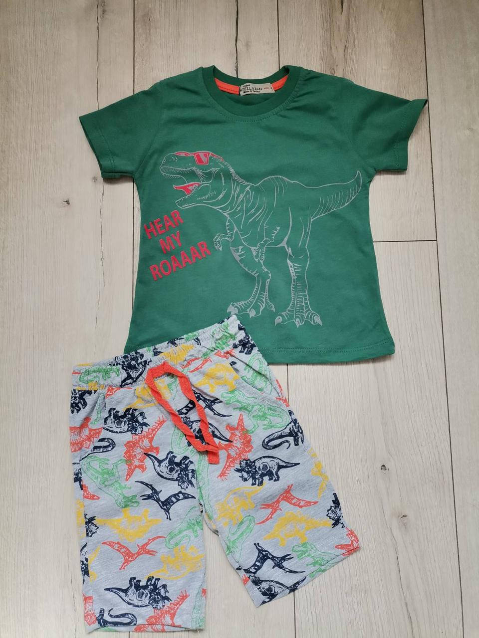 

Детский костюм летний для мальчика с динозавром на 7 лет