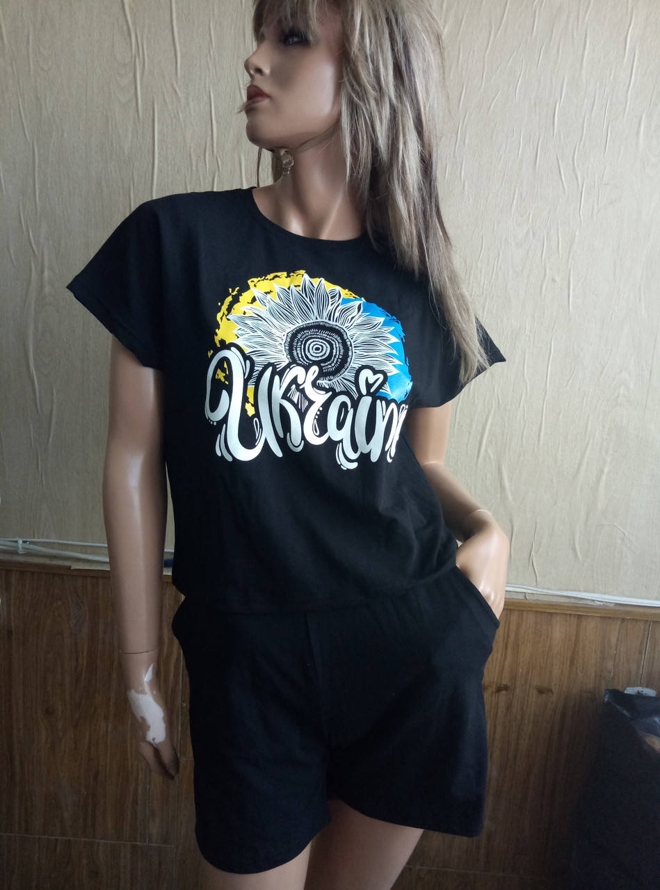 

Костюм женский - футболка шорты, Черный