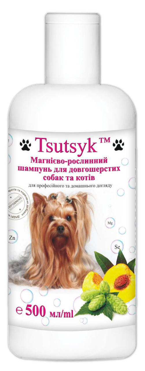 

Бессульфатный Шампунь для длинношерстных собак и кошек 500мл ТМ Tsutsyk