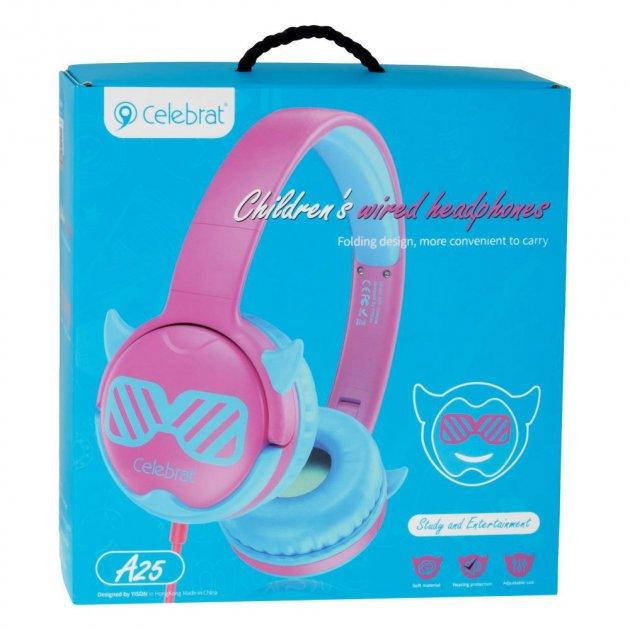 

Качественные накладные наушники детские Celebrat A25 Pink, Розовый
