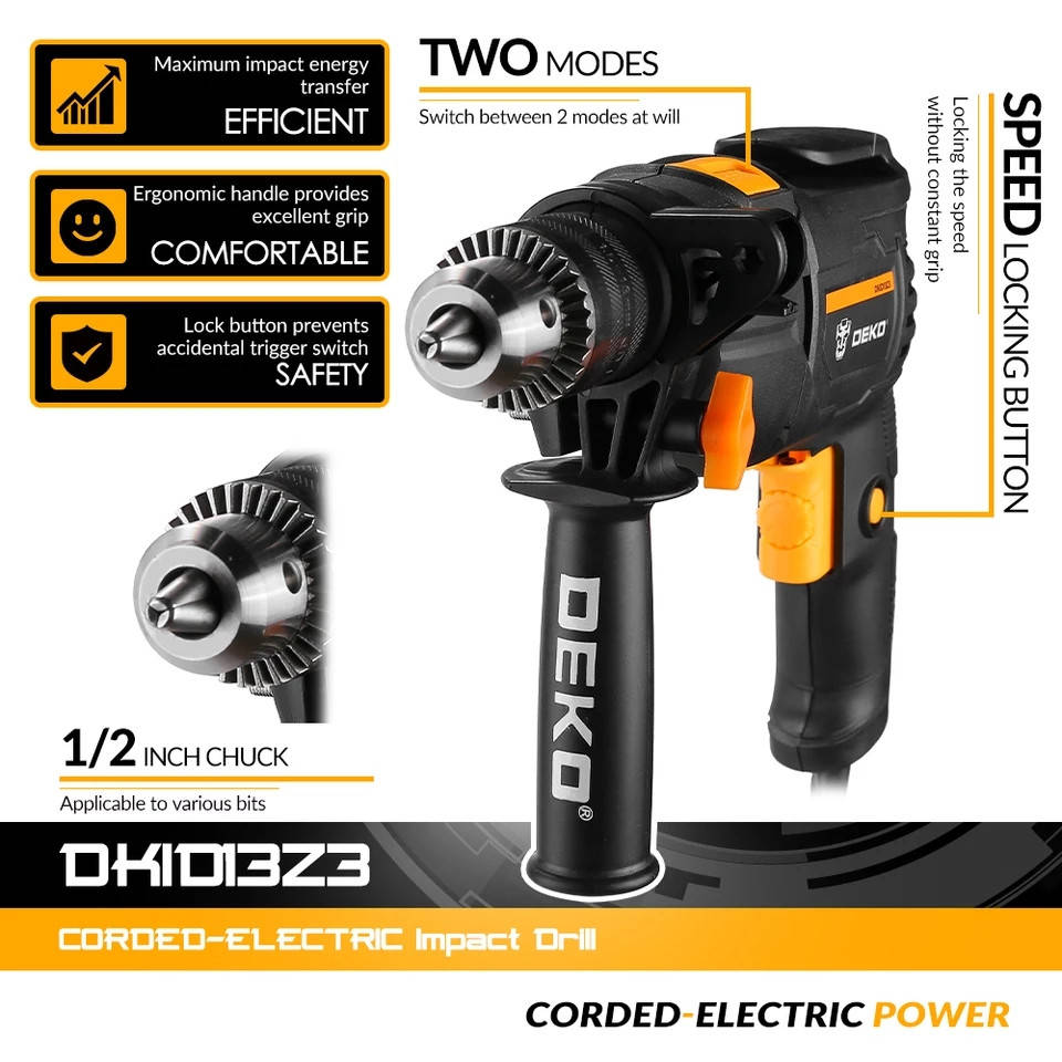 

Фирменные ударные дрели DEKO DKID13Z2 ( дрель, перфоратор, отвёртка)