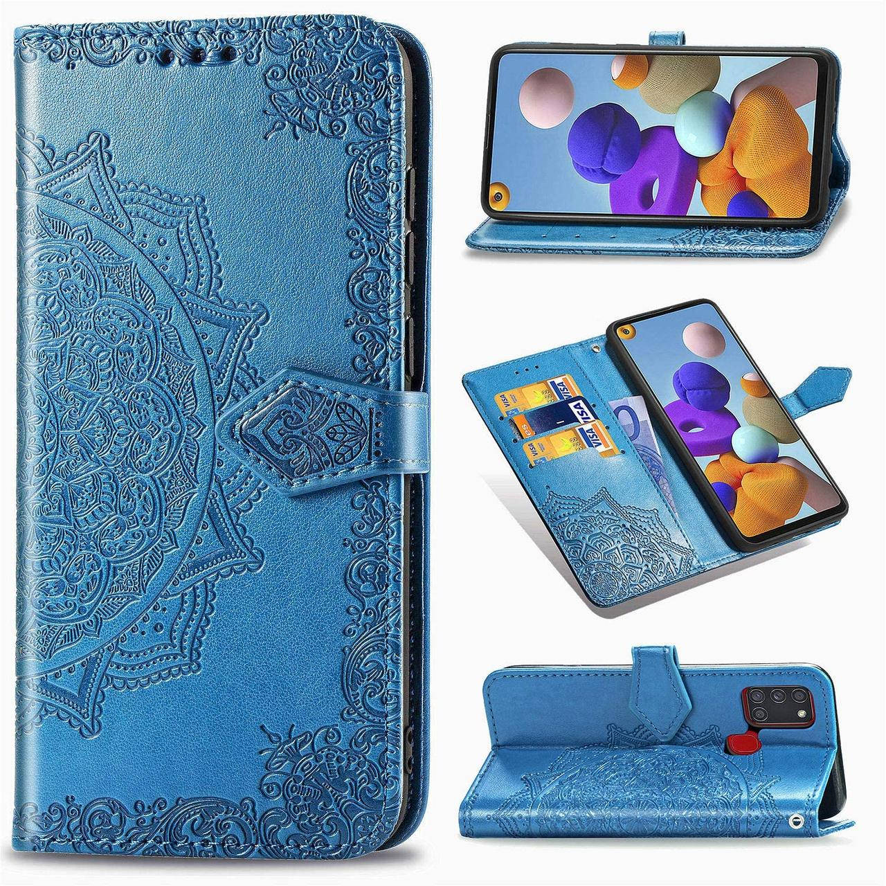 

Чехол Vintage для Samsung Galaxy A21s 2020 / A217F книжка кожа PU с визитницей голубой
