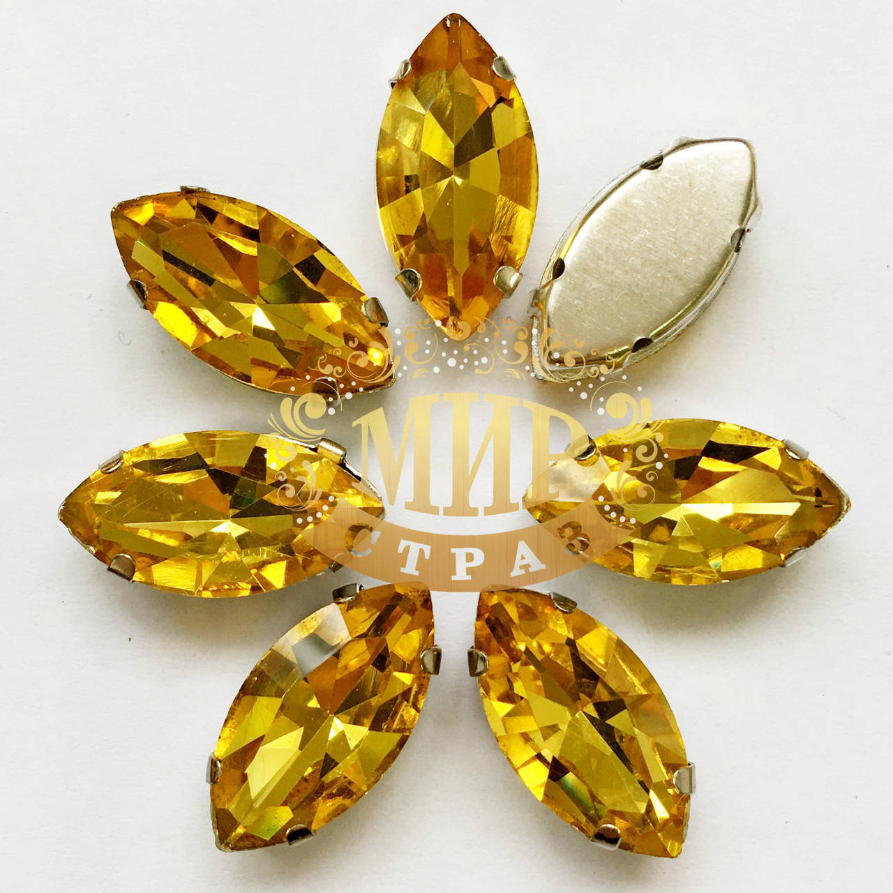 

Cтразы в цапах Лодочка 17х32мм Topaz 1шт