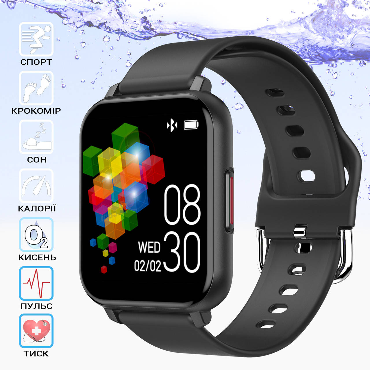 

Умные часы мужские с мониторингом сна Smart Watch ST8-2, фитнес трекер с шагомером черный STR