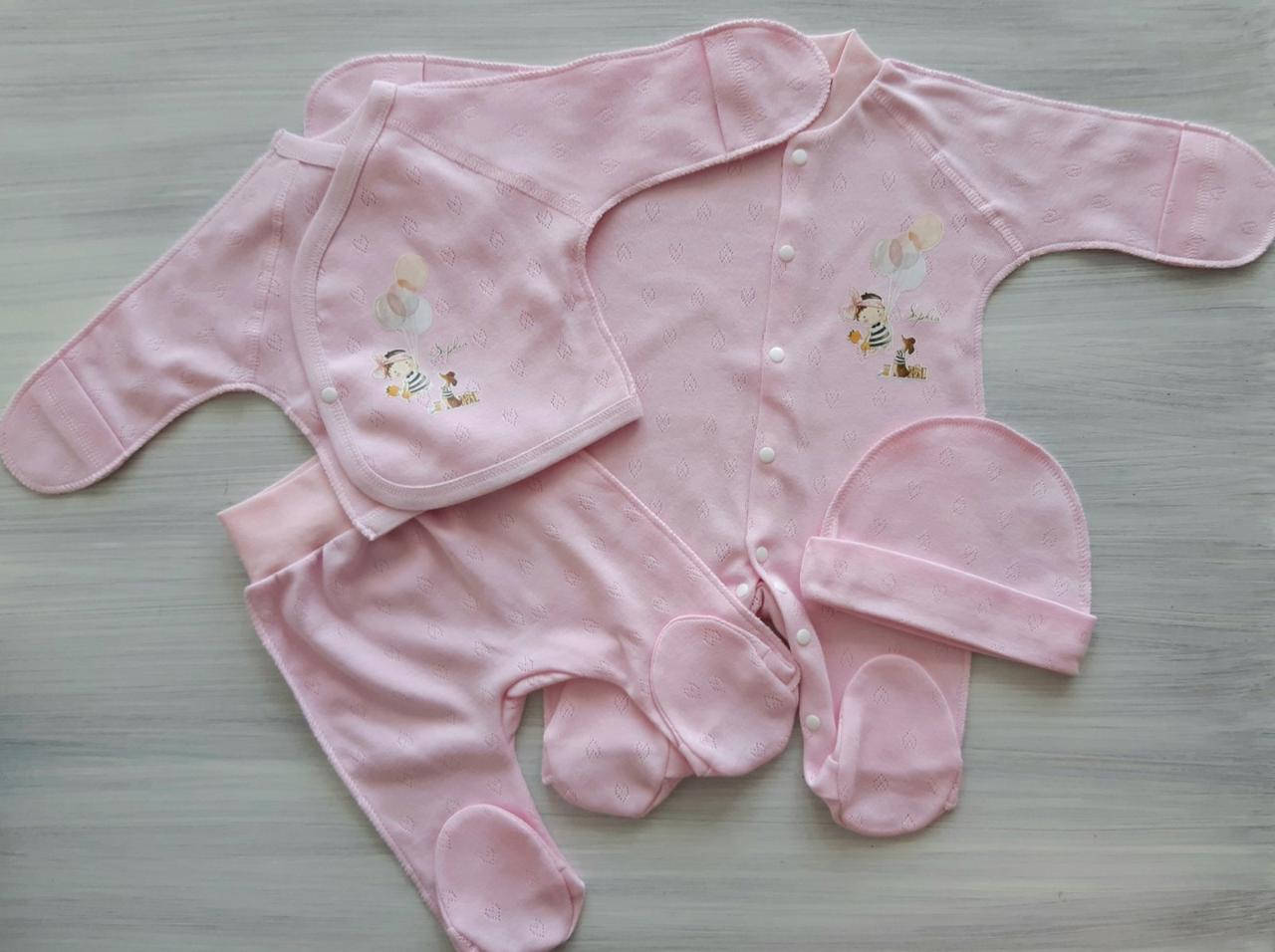 

Комплект 4 предмета ажур ТМ Happy Tot 56, Розовый