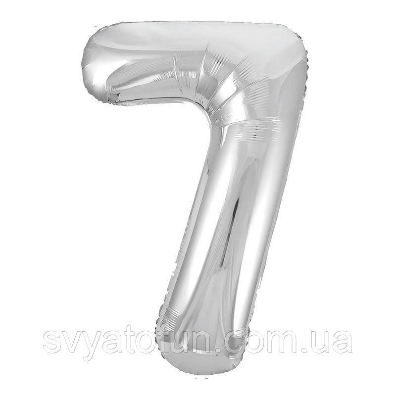 

Фольгированный шар-цифра 7 Slim серебро 102см Agura