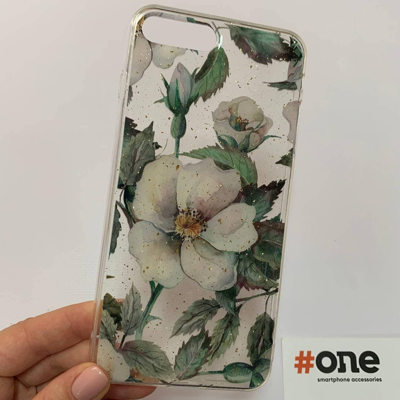 

Чехол для iPhone 7 Plus c блестками с принтом цветов чехол на телефон айфон 7 плюс прозрачный FLR