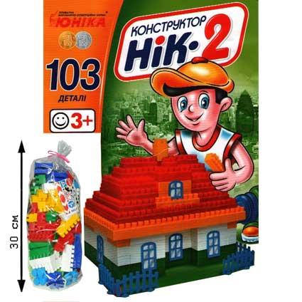 

Конструктор Ник 2, крупные детали ТМ Юника, 103 дет., Разные цвета