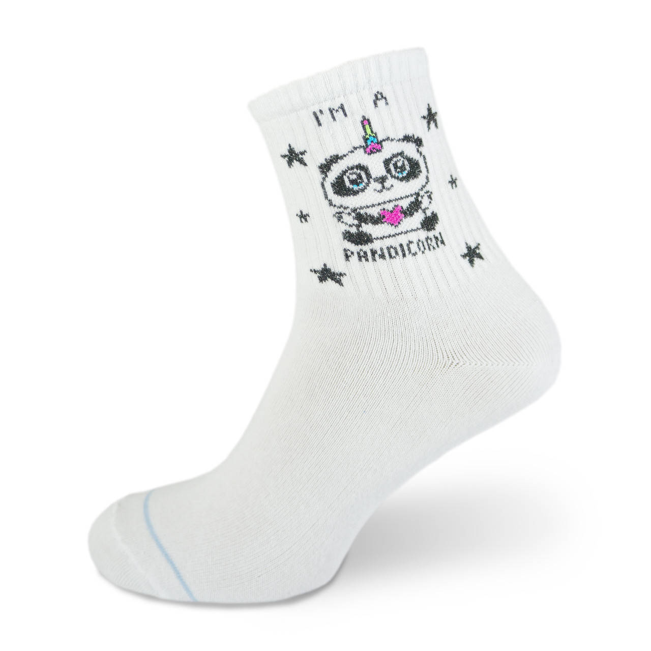 

Носки женские с принтом "Панда-единорог", Белый