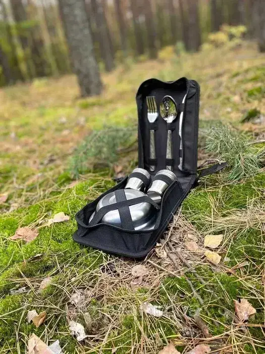 

Туристический набор посуды на две персоны, Серый