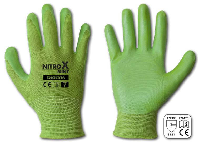 

Перчатки рабочие NITROX MINT нитрил, размер 7, Разные цвета