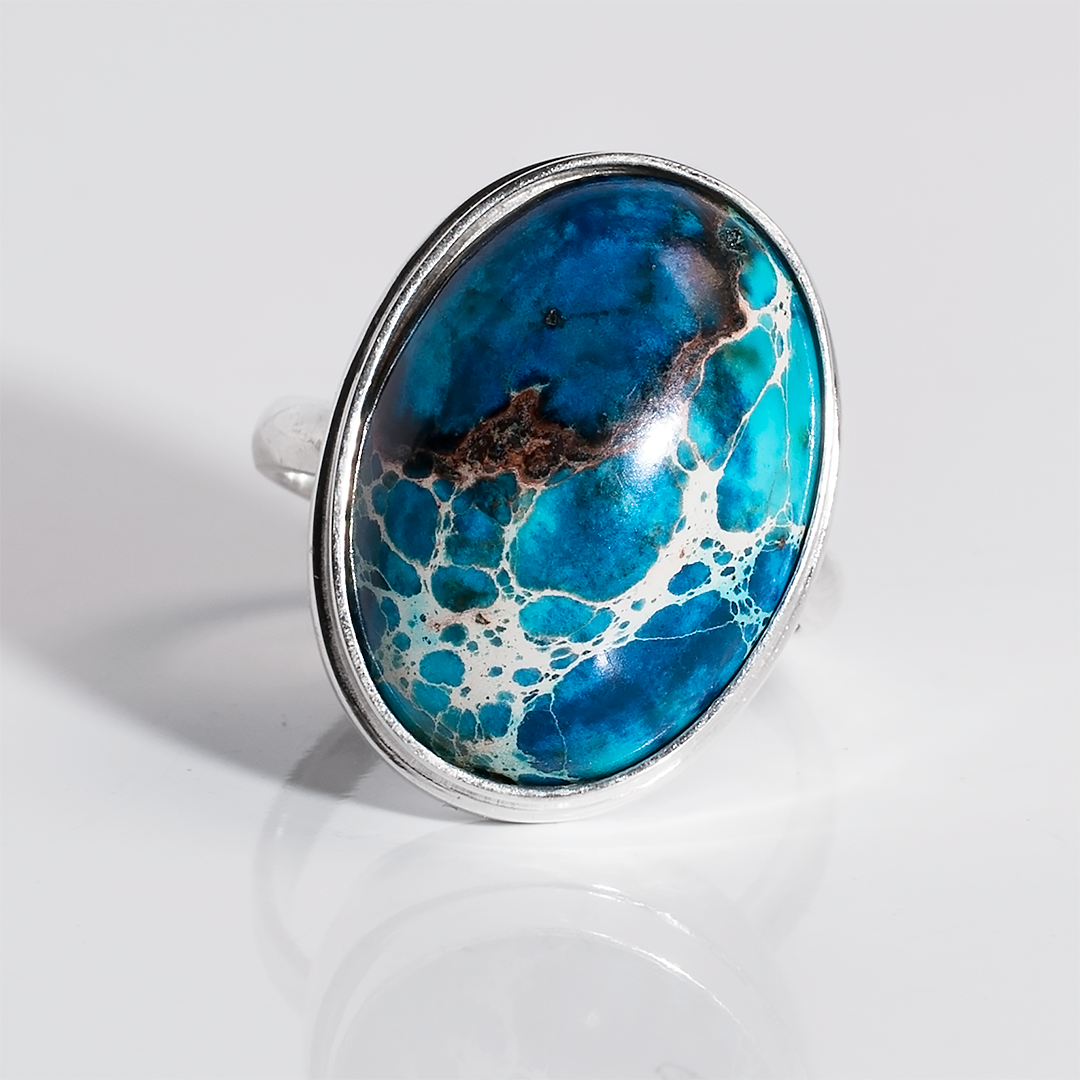 

Серебряное кольцо с варисцитом, 18*13 мм., 1590КВ