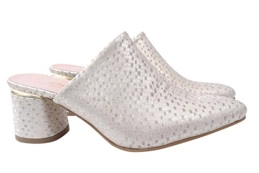 

Шлепанцы женские из натуральной кожи, на каблуке, золотые, Турция