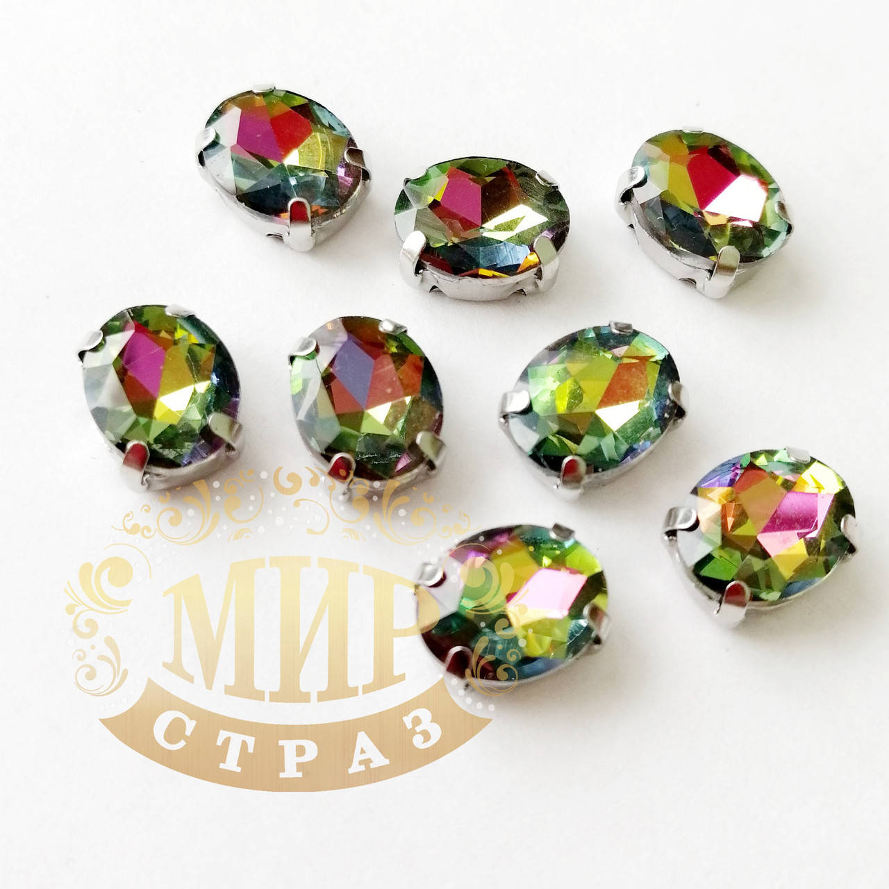 

Cтразы в цапах, Овал,размер 8х10, цвет Rainbow, 1шт, Красный