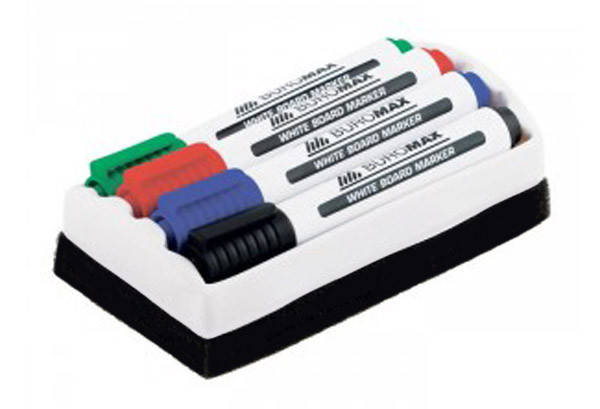 

Набір маркерів 4 шт.+губка BUROMAX для магнітних дошок, Разные цвета