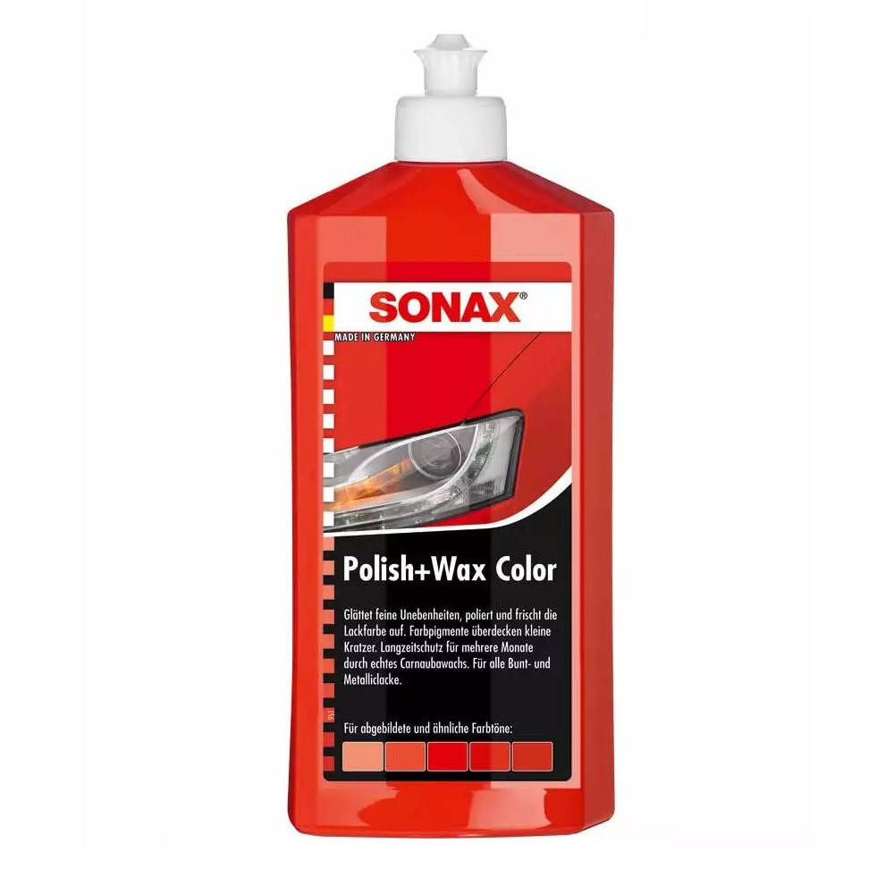 

Цветной полироль с воском SONAX Polish & Wax Color NanoPro красный 500 мл (296400)
