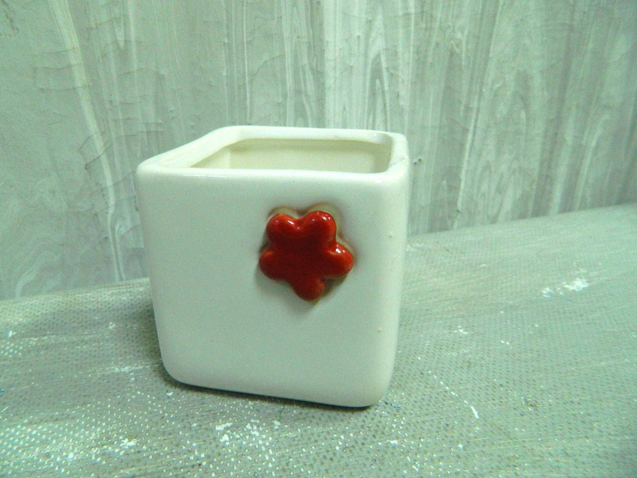 

Кашпо керамічне для кактусів біле 7*7*7см