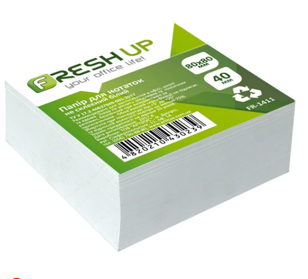 

Блок бумаги для заметок Fresh Up FR-1411 не клееный 80*80 мм 400 листов, Белый