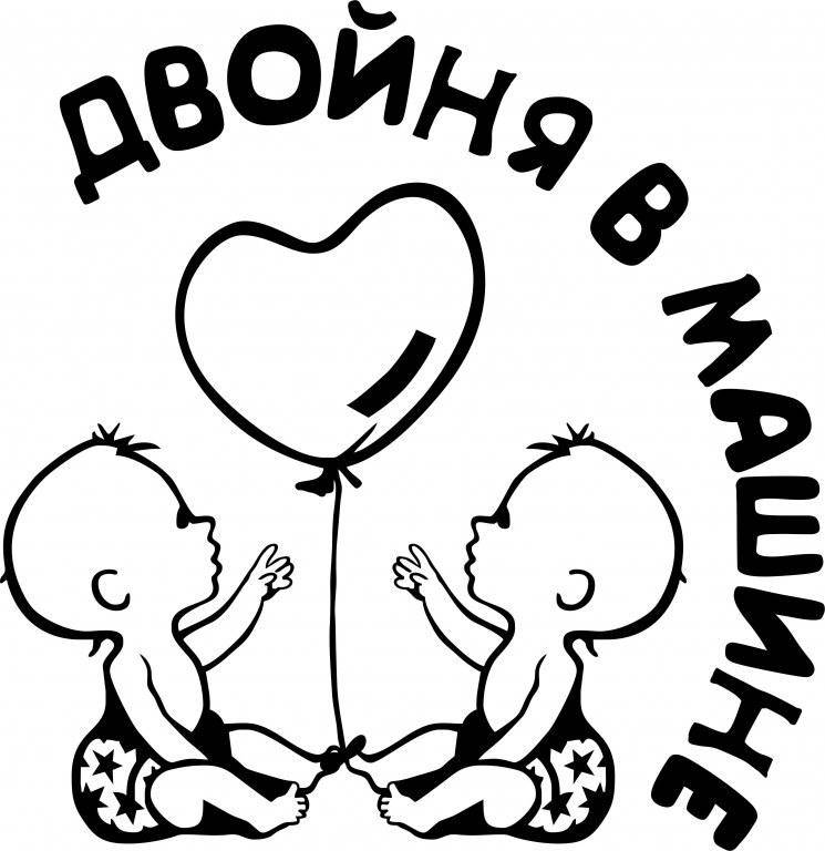

Виниловая наклейка -двойня в машине 2(минимальный размер 20см ), Белый