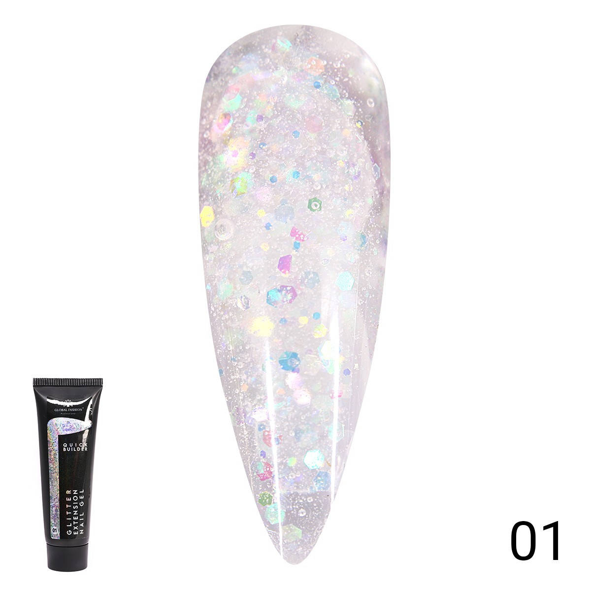 

Цветной полигель с глиттером 01, Global Fashion, 30 гр