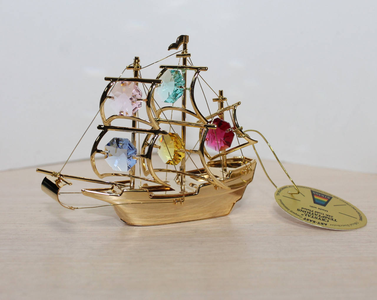 

Фигурка с кристаллами Сваровски Корабль 10 см AR -3451/ 1, Золотистый