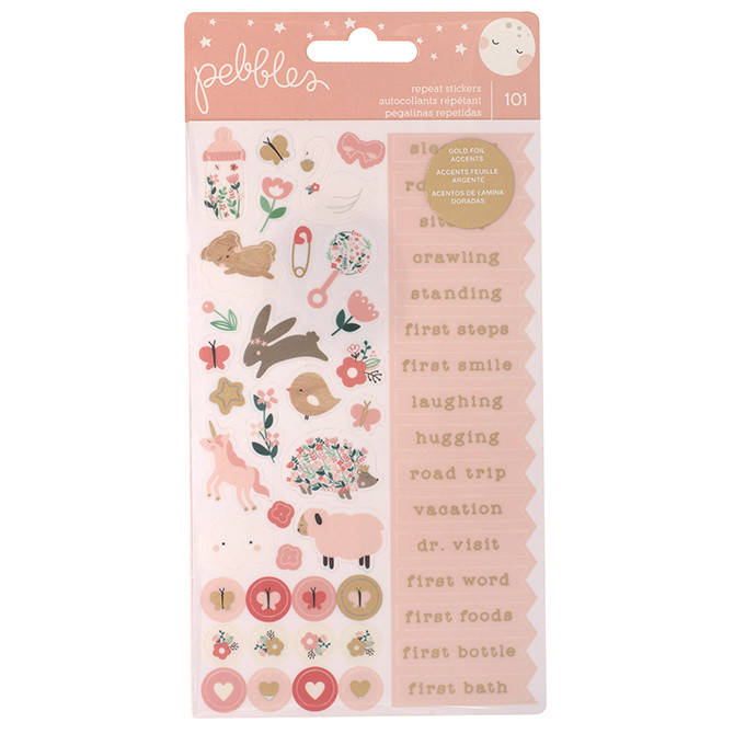 

Наклейки - Repeat - Night Night Girl - Pebbles - Gold Foil - (101 Pieces)
