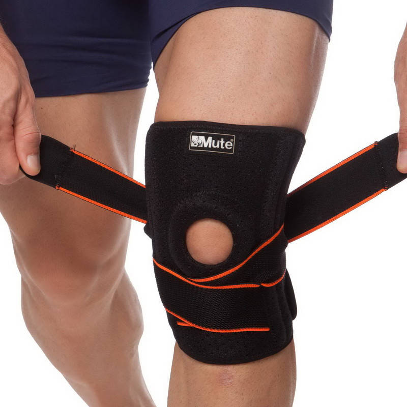 

Наколенник-бандаж Knee Brace с силиконовым кольцом, ремнями, эластичными ребрами жестости (9014)