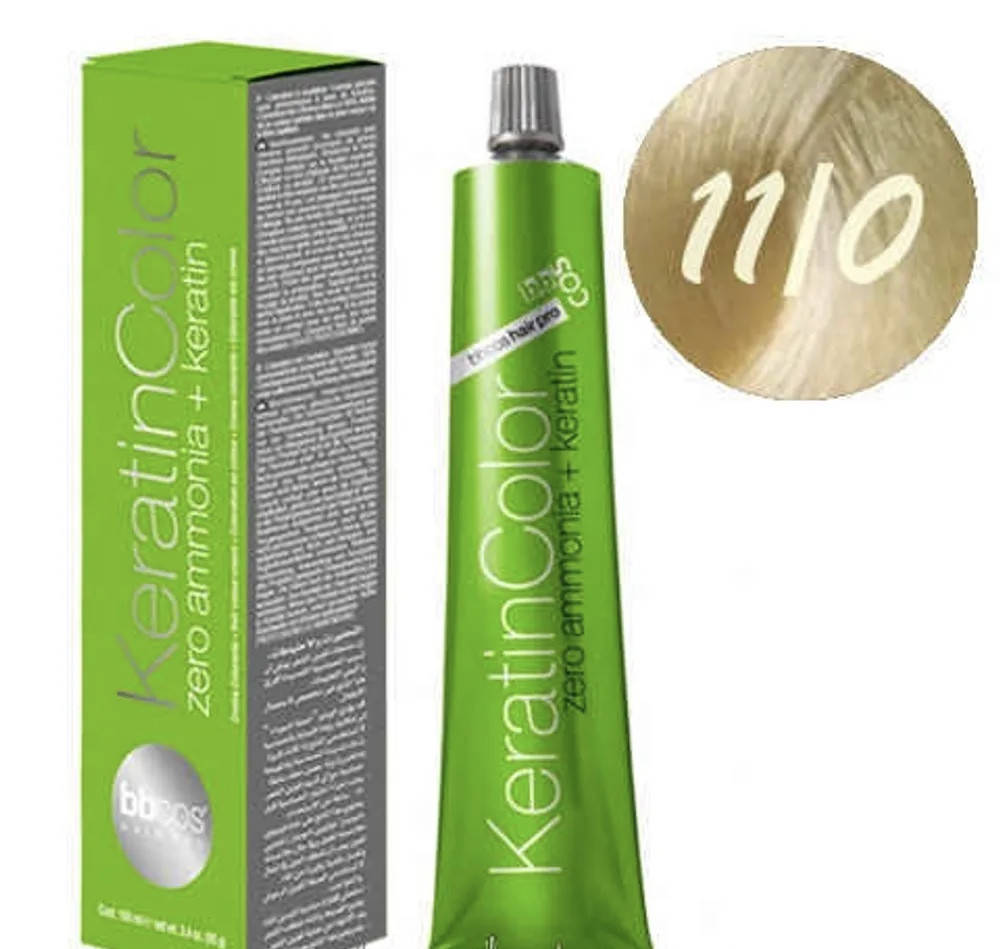 

11/0 Крем-фарба для волосся безаміачна BBCOS Keratin Color блондин дуже світлий 100 мл