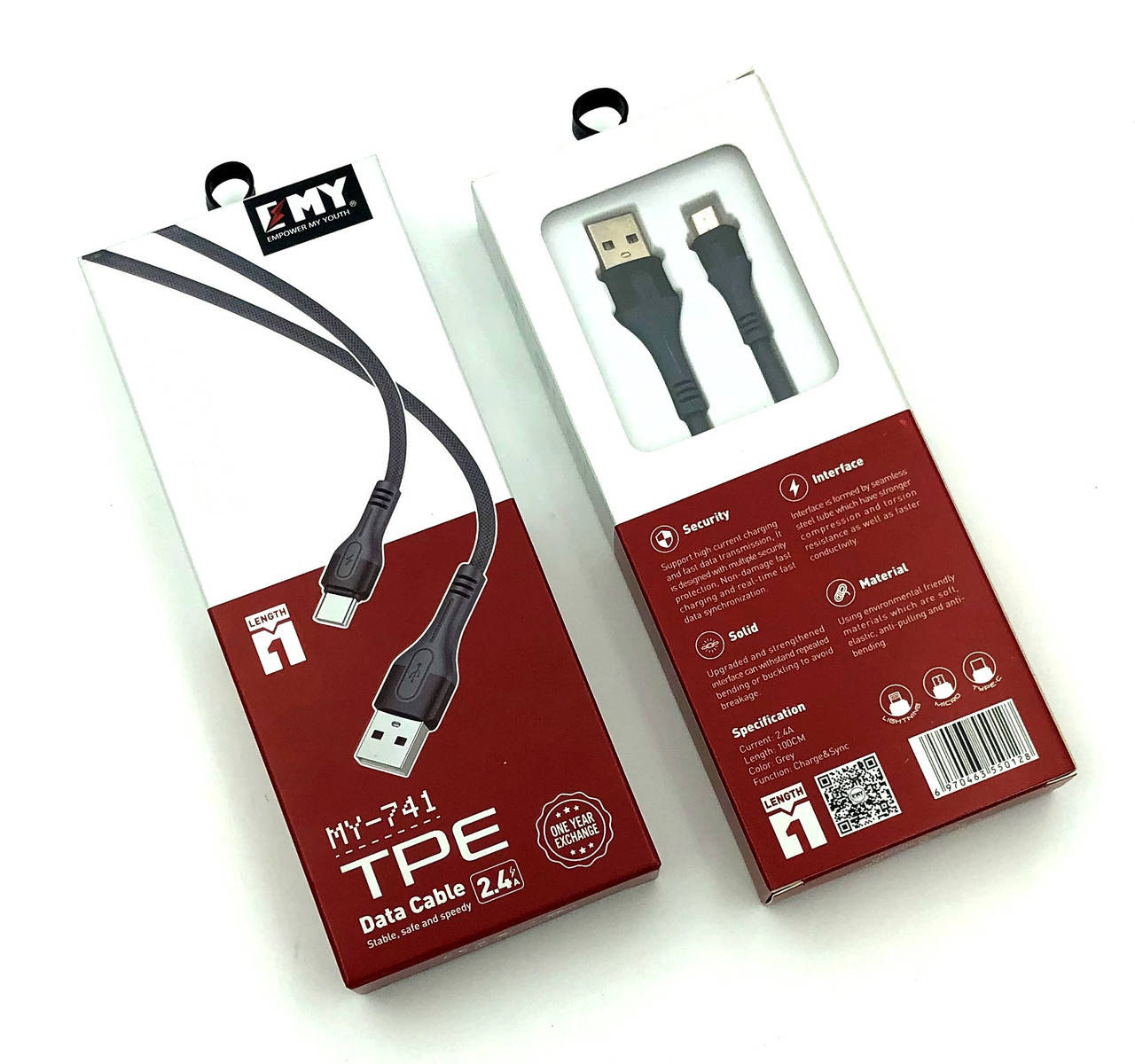 

Дата кабель EMY MY-741 Micro USB 2.4A Grey