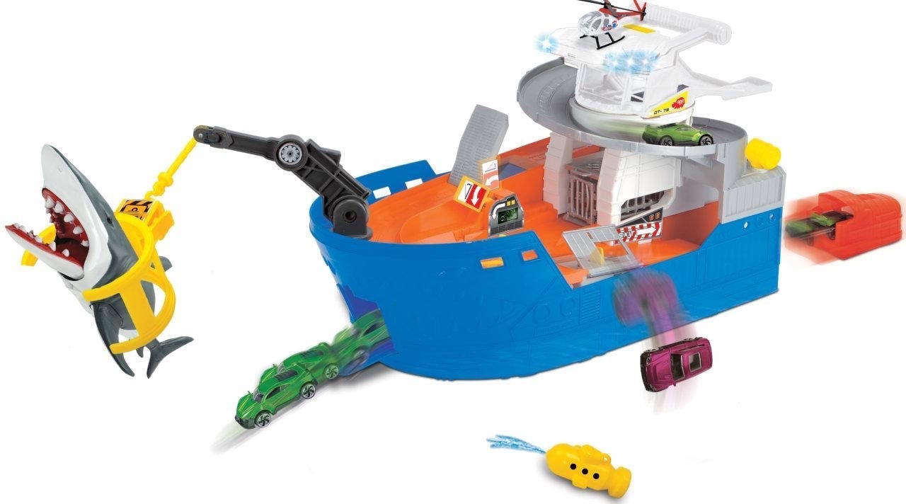 

Игровой набор Dickie Toys Катер со шлюпкой Охота на акул (3779001), Голубой