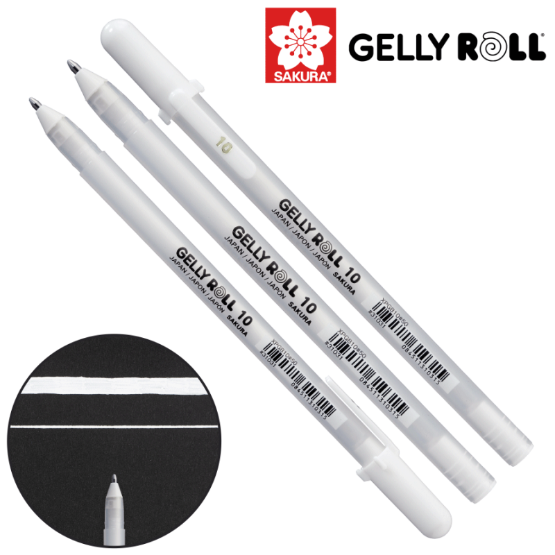 

Ручка гелевая FINE 10 (линия 0.5mm), Gelly Roll Basic, Белая Sakura