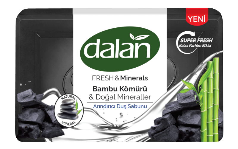 

Туалетное мыло Глицериновое DALAN Fresh & Minerals Бамбуковый уголь / Природные минералы 150 гр.